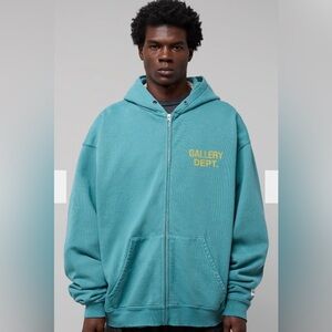 Gallery Dept 90s Full Zip Hoodie Oversized Fit Teal Size S Made in US